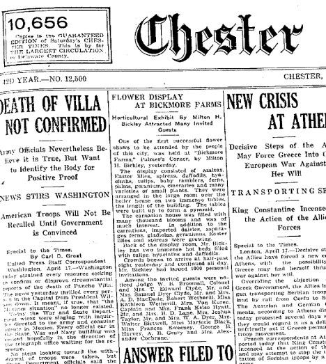 Chester Times, April 17, 1916.